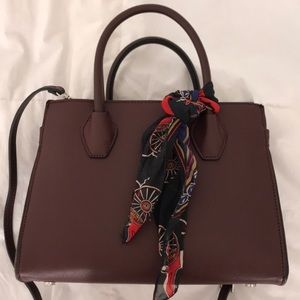 Zara Burgundy handbag with scarf